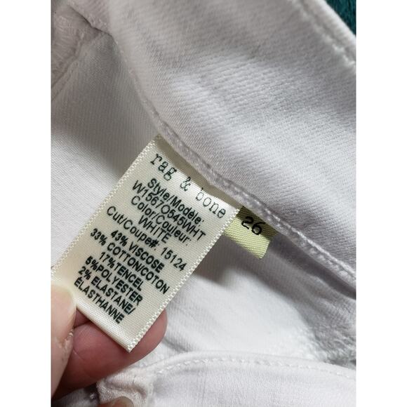 Rag & Bone Jeans Size 26 White Stretch Denim Pants Mid Rise Ladies Capri - Picture 5 of 13
